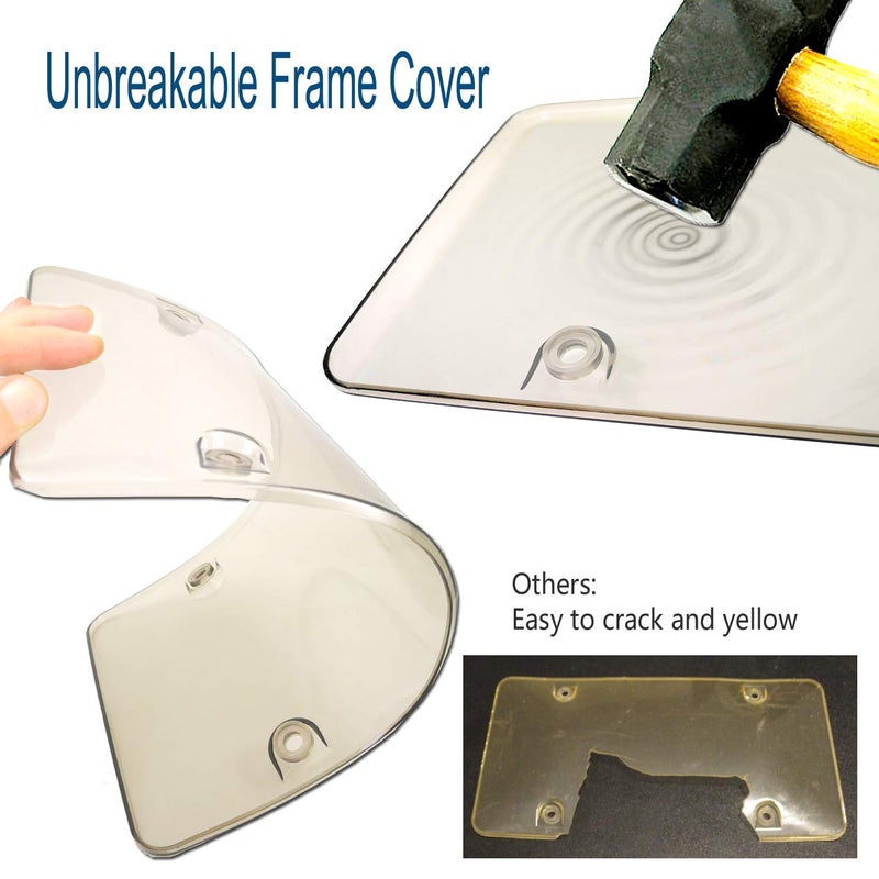 ZXFOOG Car License Plate Frame Cover- Clear Bubble Novelty Plate Cover with Silicone Car Tag Holder for US Plate, Unbreakable Protector for Front or Back Rear Plate Included Screws,Caps - Image 3